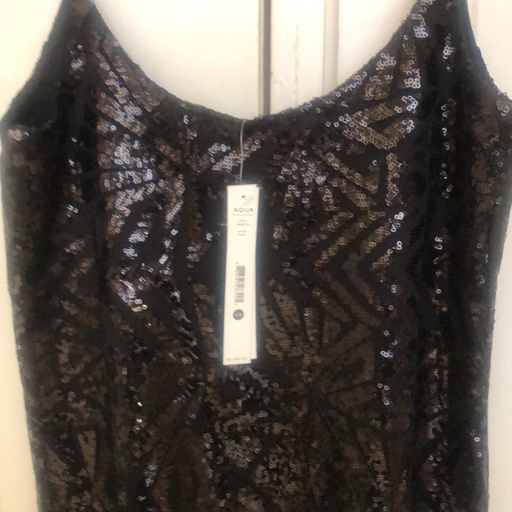 NEW!  Aqua Sequin Mini Dress - Picture 4 of 9
